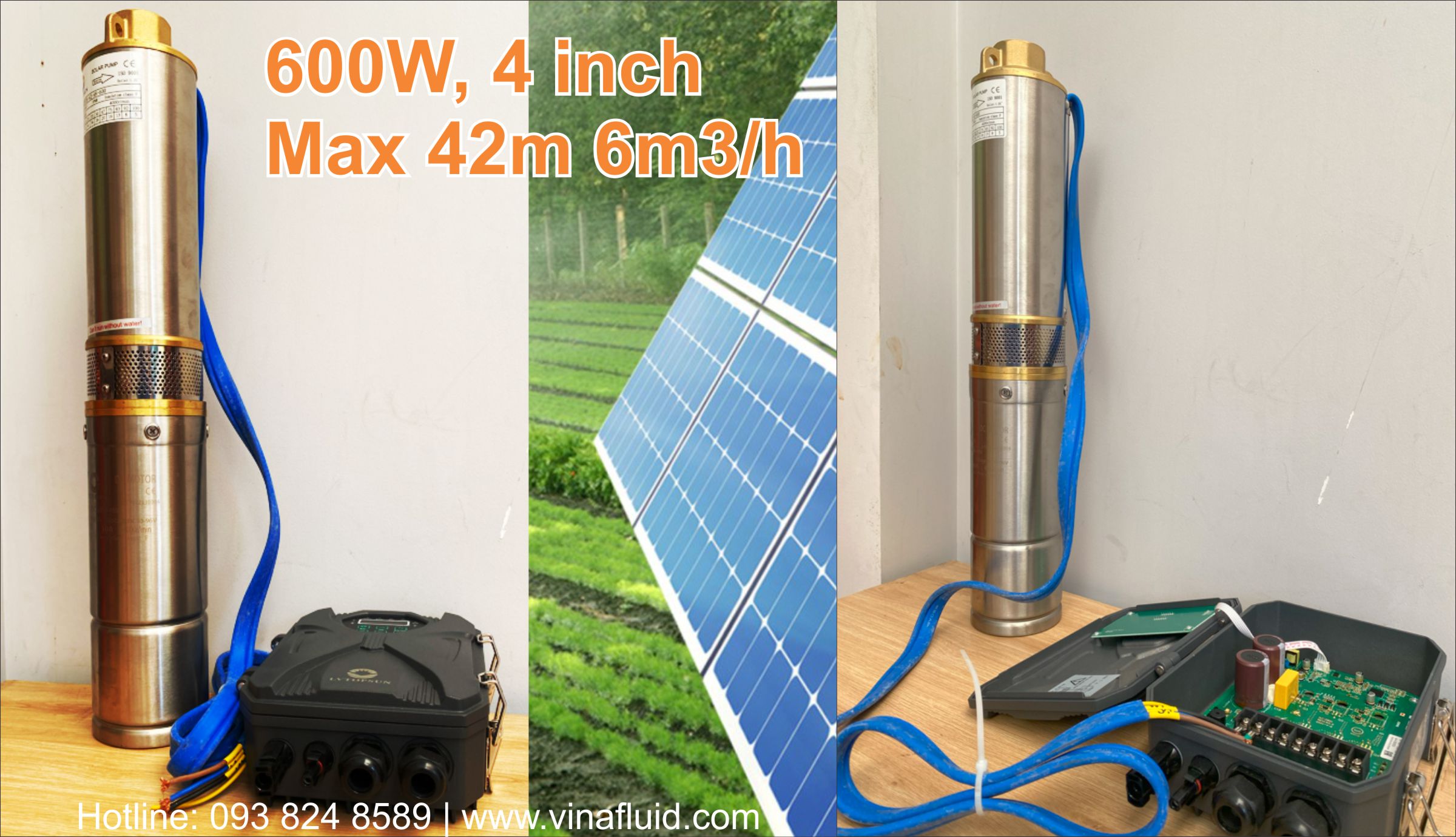 Bơm nước năng lượng mặt trời DC 4 inch 600W