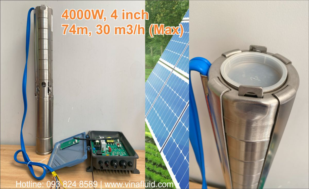 Bơm Năng Lượng Mặt Trời DC 4 inch, 4000W, 74m, 30m3/h