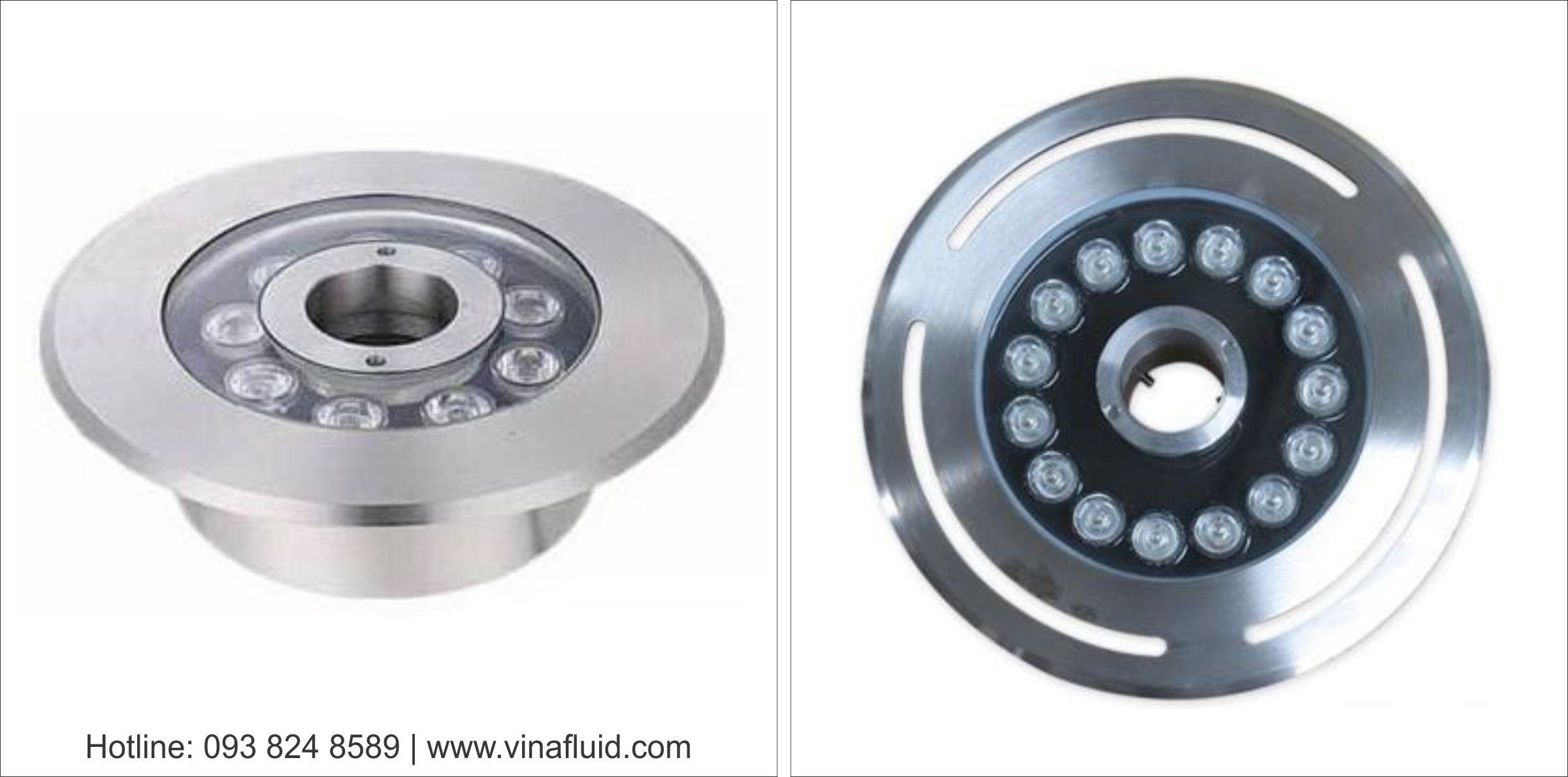 Đèn LED âm nước bánh xe vật liệu INOX, điện áp 12/24VAC
