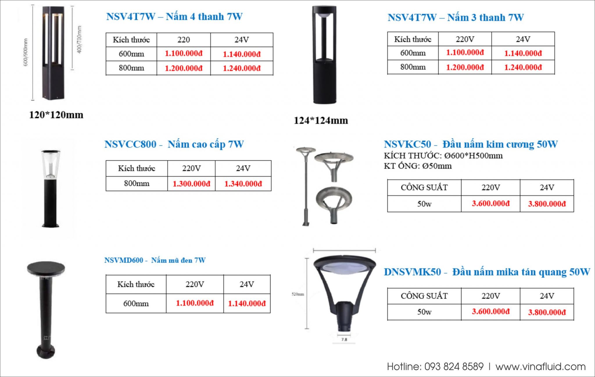 Giá đèn LED kiểu nấm tham khảo