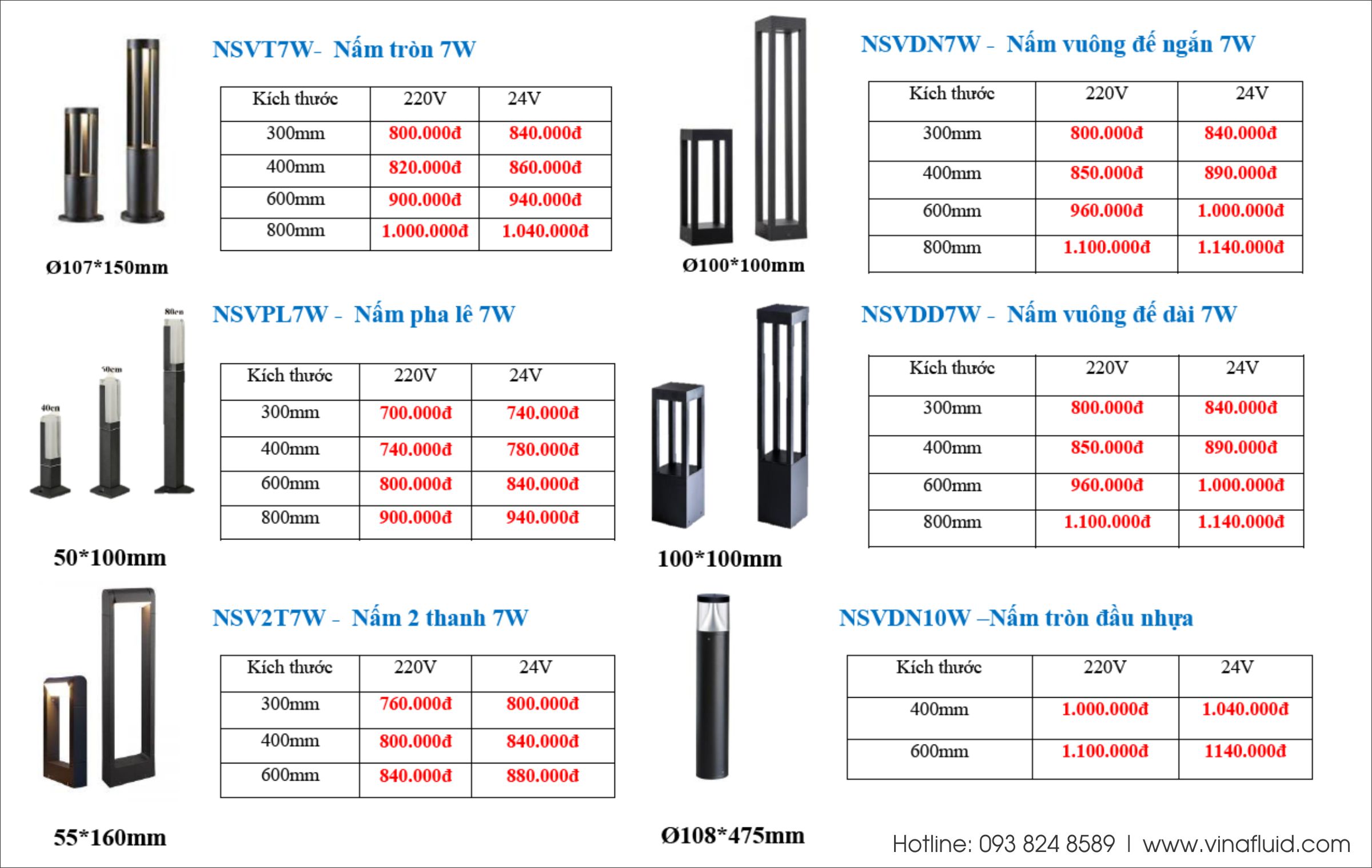 Giá đèn LED kiểu nấm tham khảo